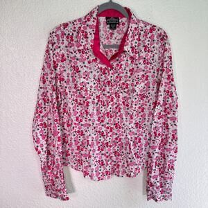 Angie Y2K Shirt Womens XL Cherry Floral Snap Button Western Boho Cotton Top